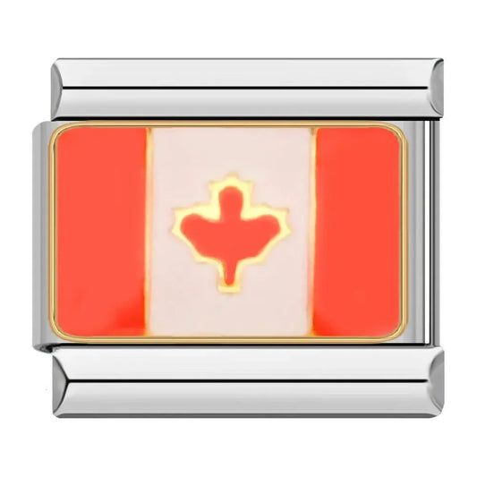 Canada Flag, on Silver - Charms Official