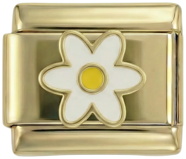 White Daisy and Her Yellow Heart in Gold - white-daisy-and-her-yellow-heart-in-gold.png