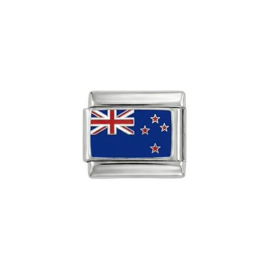 New Zealand Flag, on Silver