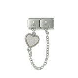 Grey Heart, Double Linked Charms on Silver