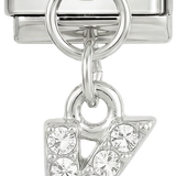 Letter K with stones, Hanging, on Silver - Letter-K-with-stones-hanging-on-silver.png