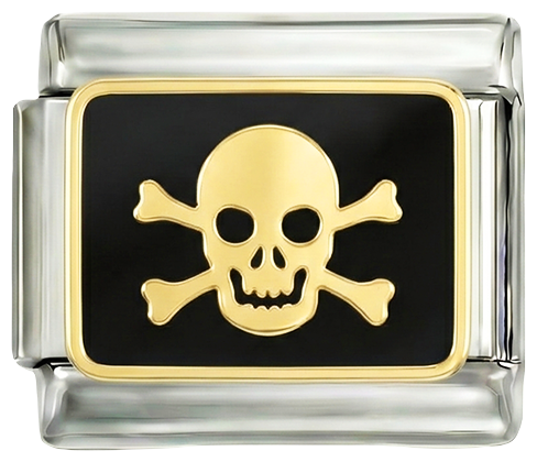 Skull Crossbones on Silver