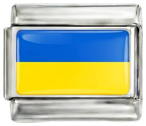 Ukraine Flag, on Silver