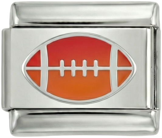 American Football Ball, Red and Orange, on Silver - american-football-ball-red-and-orange-on-silver.png