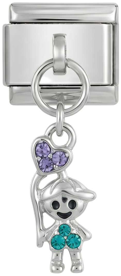 Little Boy and his Heart Balloon with Stones, on Silver - child-and-his-heart-balloon-with-stones-on-silver.png