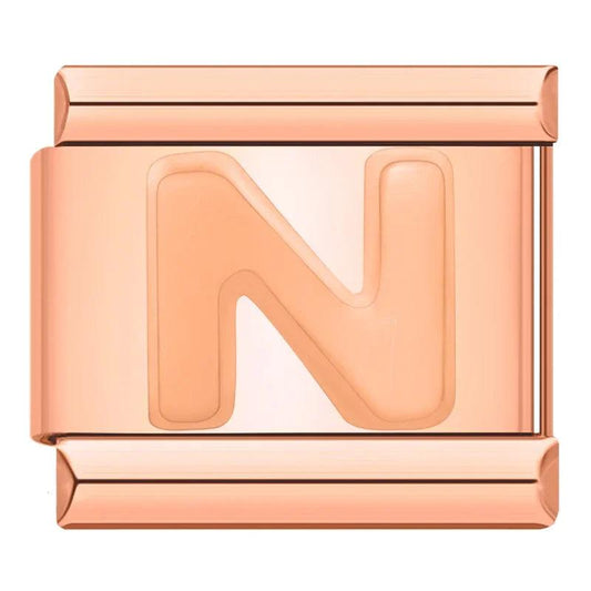 Letter N in Rose Gold, on Rose Gold - Charms Official