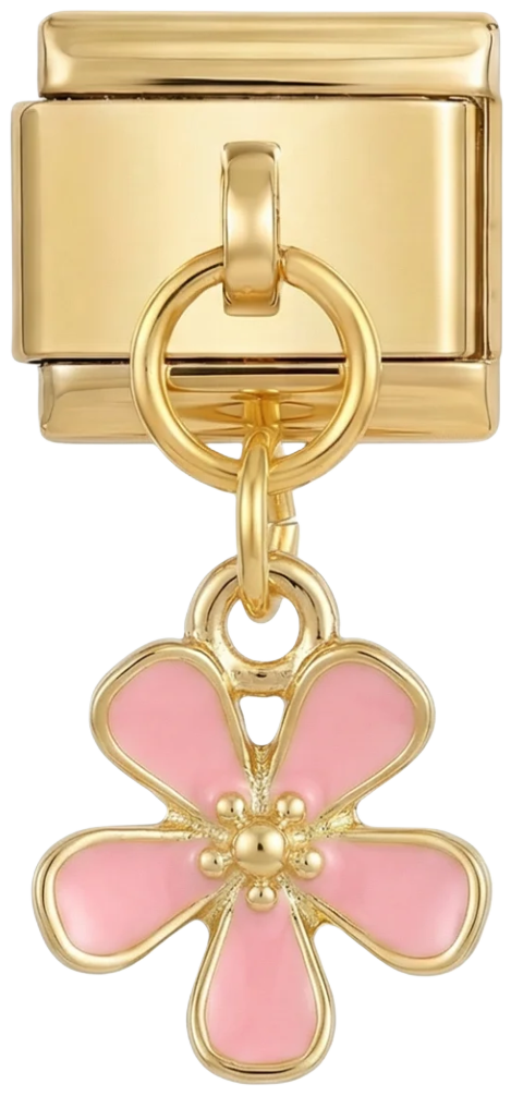 Pink Flower Hanging on Gold - pink-flower-hanging-on-gold.png