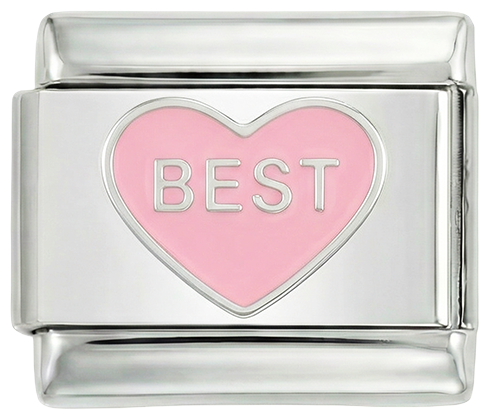 Pink Heart, BEST, on silver