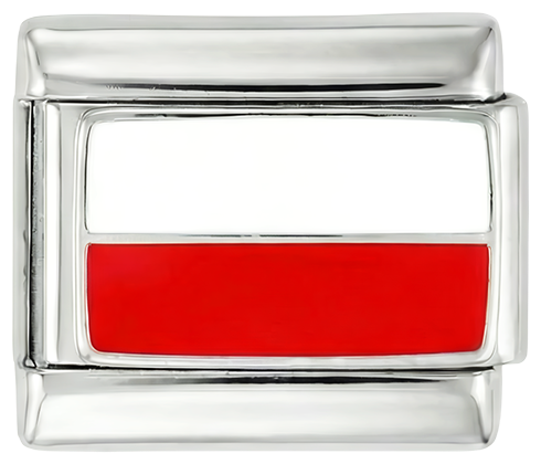 Poland Flag, on Silver